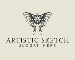 Moth Insect Sketch logo design