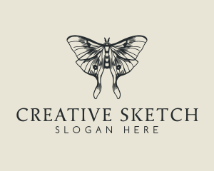 Moth Insect Sketch logo design