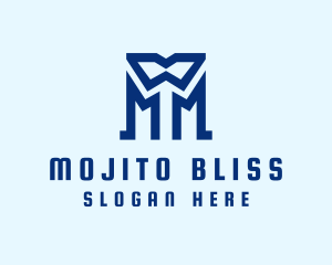 Blue Letter M Tailor  logo design