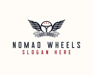 Steering Wheel Wings Mechanic logo design