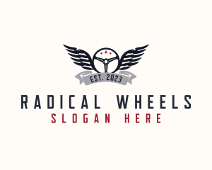 Steering Wheel Wings Mechanic logo design