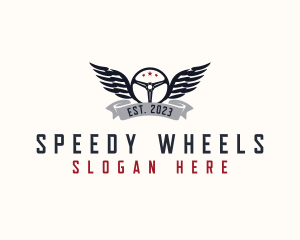 Steering Wheel Wings Mechanic logo design