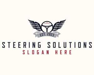Steering Wheel Wings Mechanic logo design