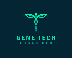 Medical Leaf Caduceus logo design