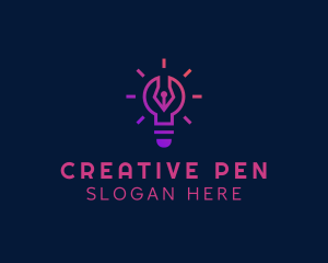 Bulb Pen Writer logo design