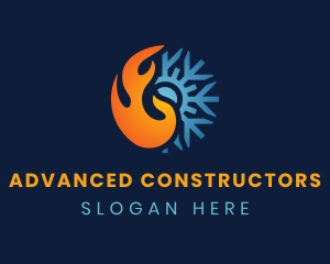 Thermal Flame Snowflake logo design