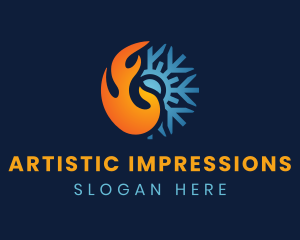 Thermal Flame Snowflake logo design