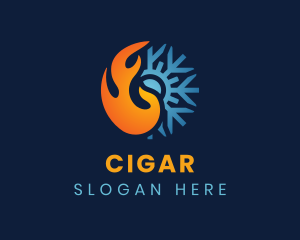 Thermal Flame Snowflake logo design