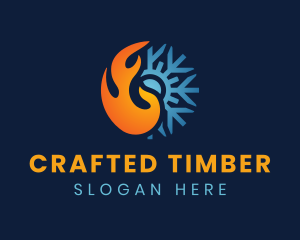 Thermal Flame Snowflake logo design