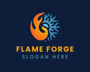 Thermal Flame Snowflake logo design