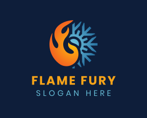 Thermal Flame Snowflake logo design