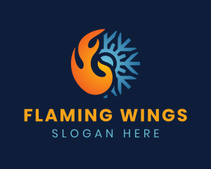 Thermal Flame Snowflake logo design