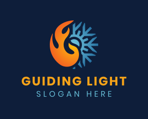 Thermal Flame Snowflake logo design