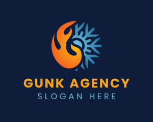 Thermal Flame Snowflake logo design