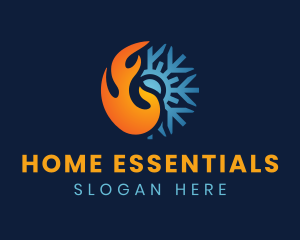 Thermal Flame Snowflake logo design