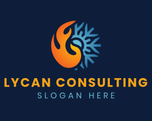 Thermal Flame Snowflake logo design