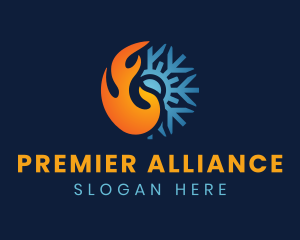 Thermal Flame Snowflake logo design