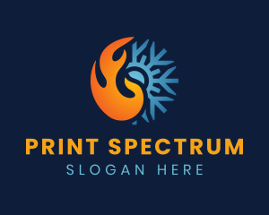 Thermal Flame Snowflake logo design