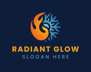 Thermal Flame Snowflake logo design