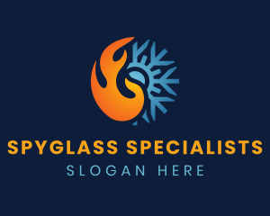 Thermal Flame Snowflake logo design