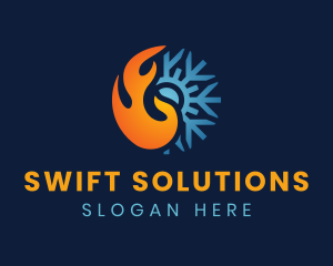 Thermal Flame Snowflake logo design