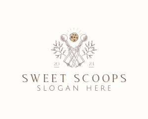 Cookie Ice Cream Scoop logo design