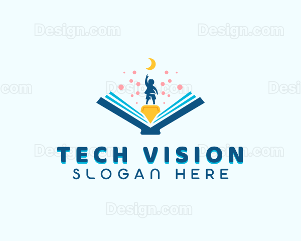 Child Kindergarten Book Logo