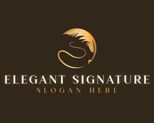 Elegant Quill Ink Feather logo design