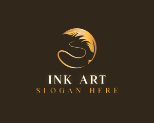 Elegant Quill Ink Feather logo design