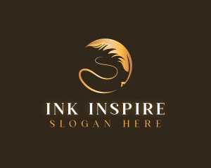 Elegant Quill Ink Feather logo design