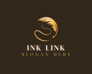 Elegant Quill Ink Feather logo design