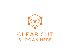 Orange Circuit Cube logo design