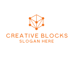 Orange Circuit Cube logo design