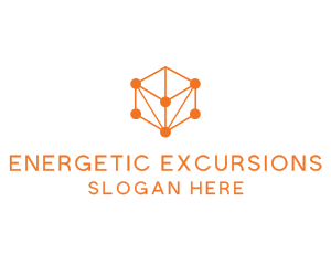 Orange Circuit Cube logo design