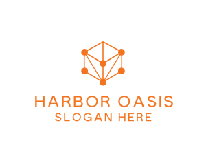 Orange Circuit Cube logo design