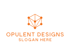 Orange Circuit Cube logo design