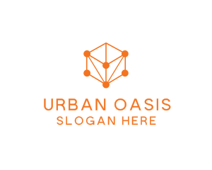 Orange Circuit Cube logo design