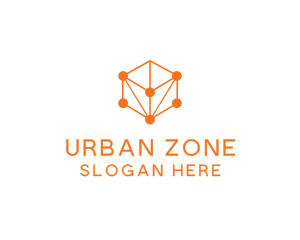 Orange Circuit Cube logo design