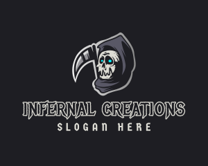 Spooky Skull Reaper logo design