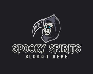 Spooky Skull Reaper logo design