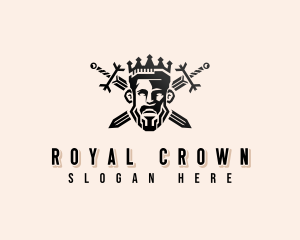 Crown King Sword logo design