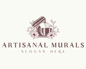 Rustic Floral Baking Mixer logo design