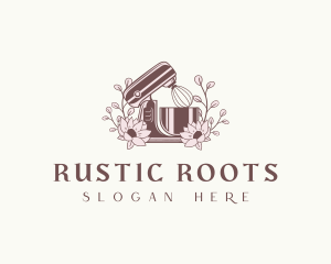 Rustic Floral Baking Mixer logo design