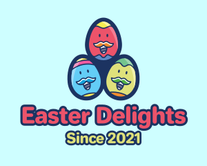 Happy Mustache Easter Eggs logo design