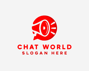 Megaphone Chat Bubble logo design