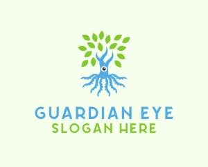 Eyeball Octopus Tree logo design