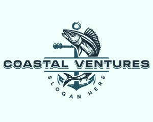 Fish Anchor Fisherman logo design