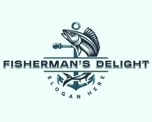 Fish Anchor Fisherman logo design