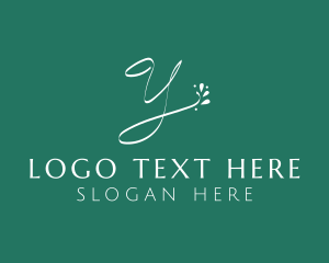 Green Floral Letter Y logo