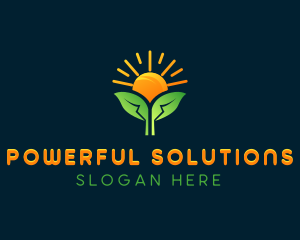 Solar Sun Leaf logo design